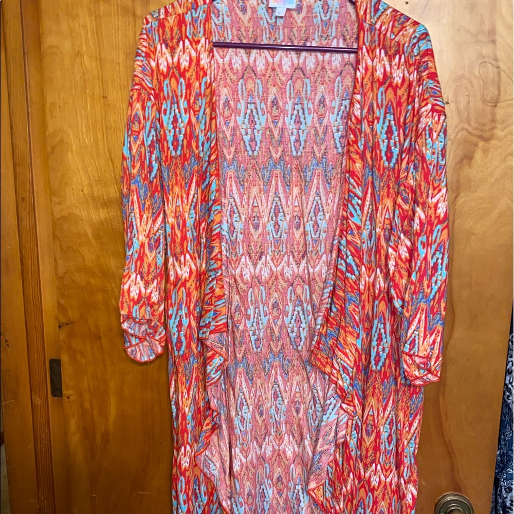 Lularoe Shirley EUC large orange Aztec print